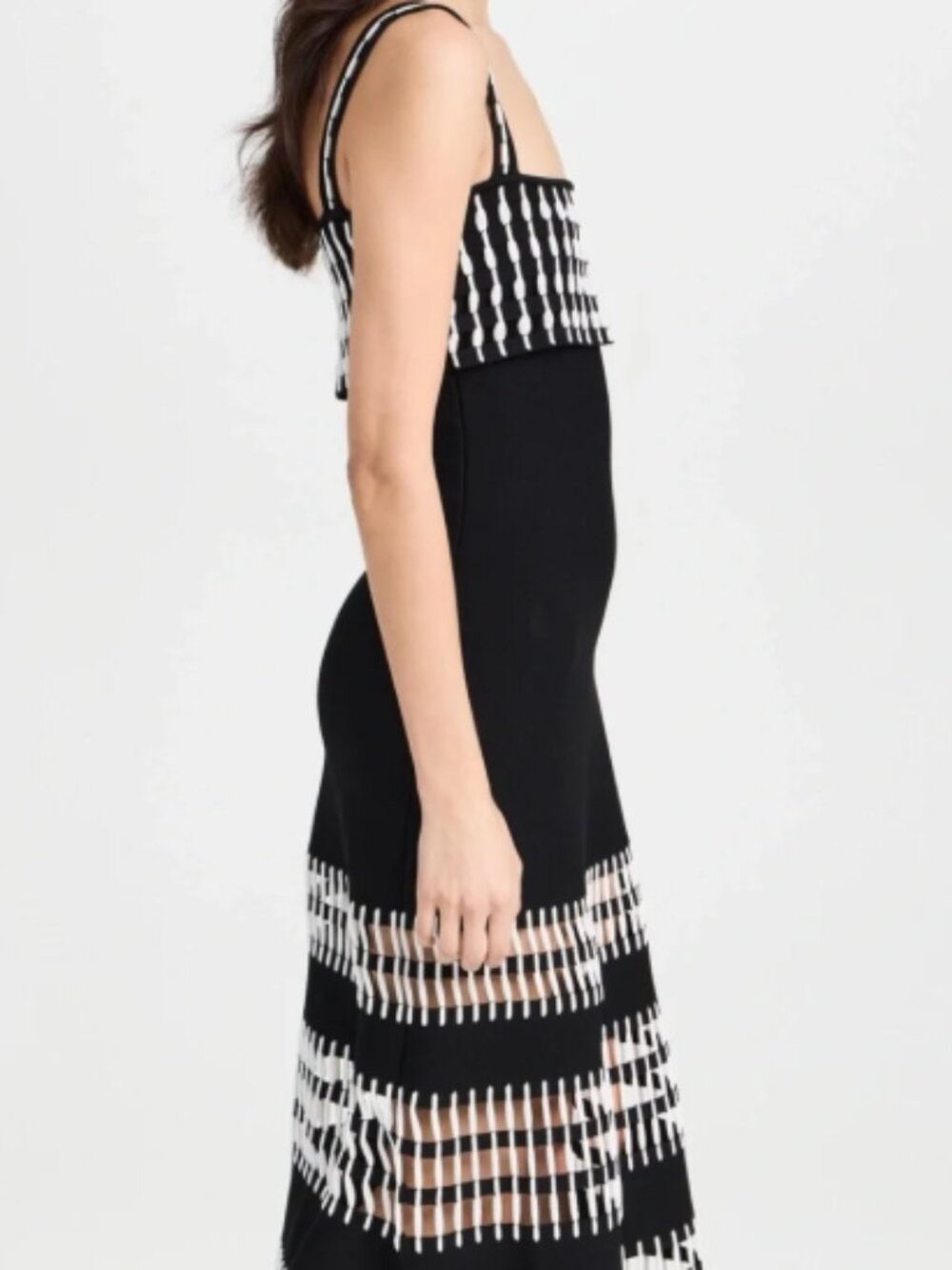 Alexis Black and White Patterned Midi Dress - Picture 3 of 9